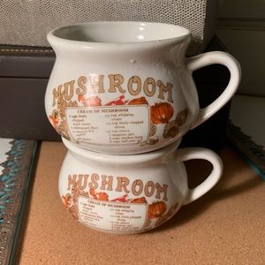 Vintage Mushroom Soup Bowls/Mugs (B4)